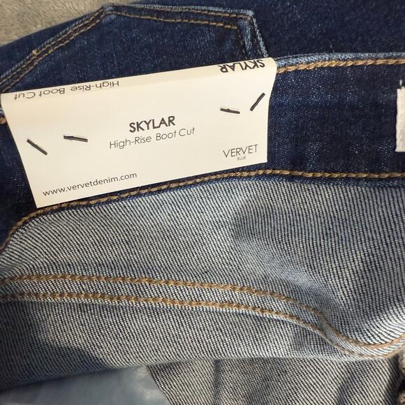 Vervet Womens Skylar High Rise Boot Cut Denim Jeans, 29, Dark Bluee - Picture 5 of 6